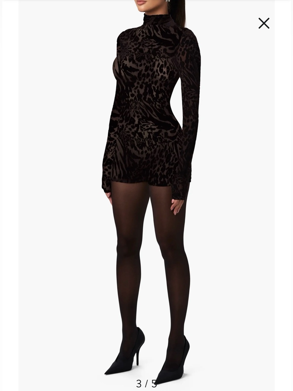 NEW Naked Wardrobe Women's Small Black Burnout Mock Neck Long Sleeve Romper